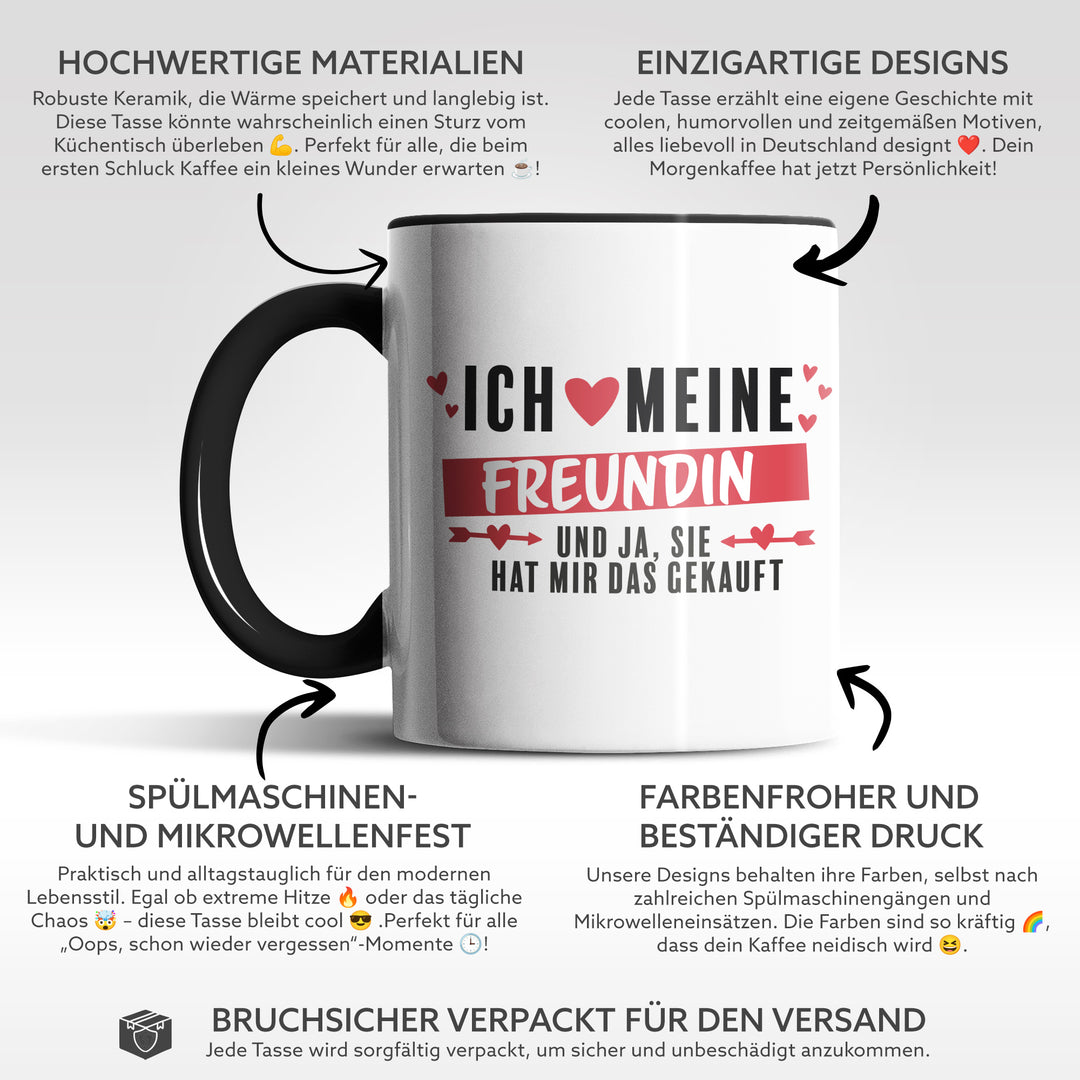 Lustige Tasse "Ja, sie hat's gekauft" – Witzige Geschenkidee für Paare