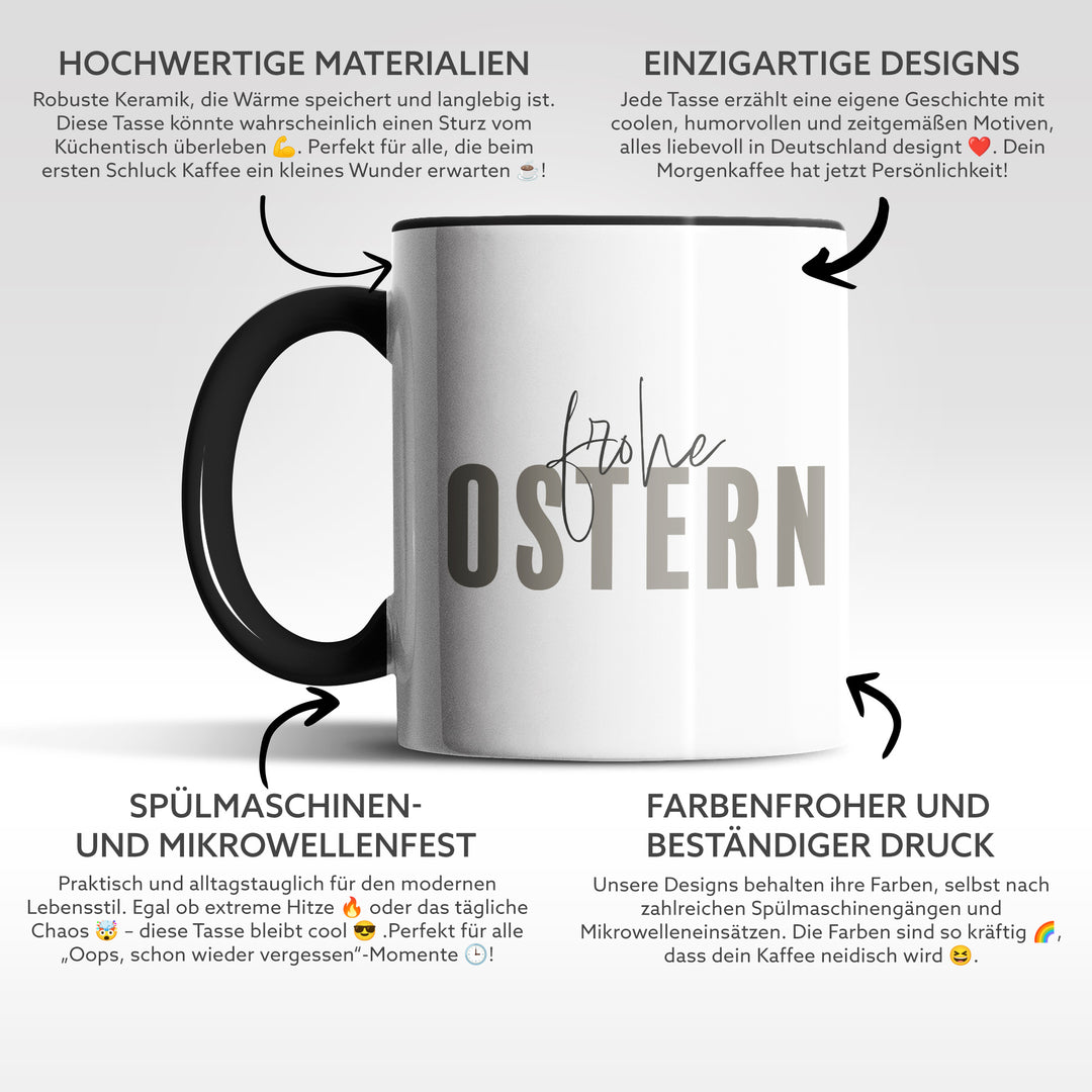Minimalistische Tasse "Frohe Ostern" – Stilvolles Geschenk für Ostern