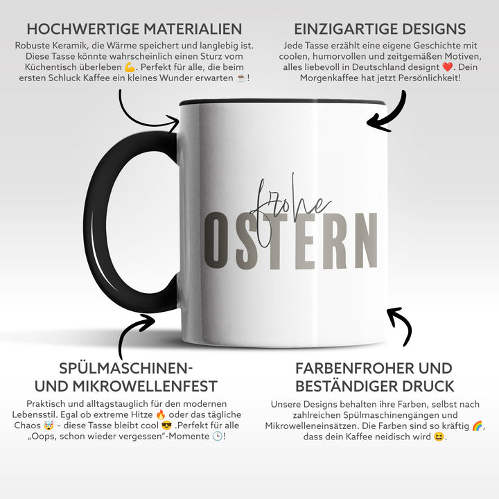 Minimalistische Tasse "Frohe Ostern" – Stilvolles Geschenk für Ostern