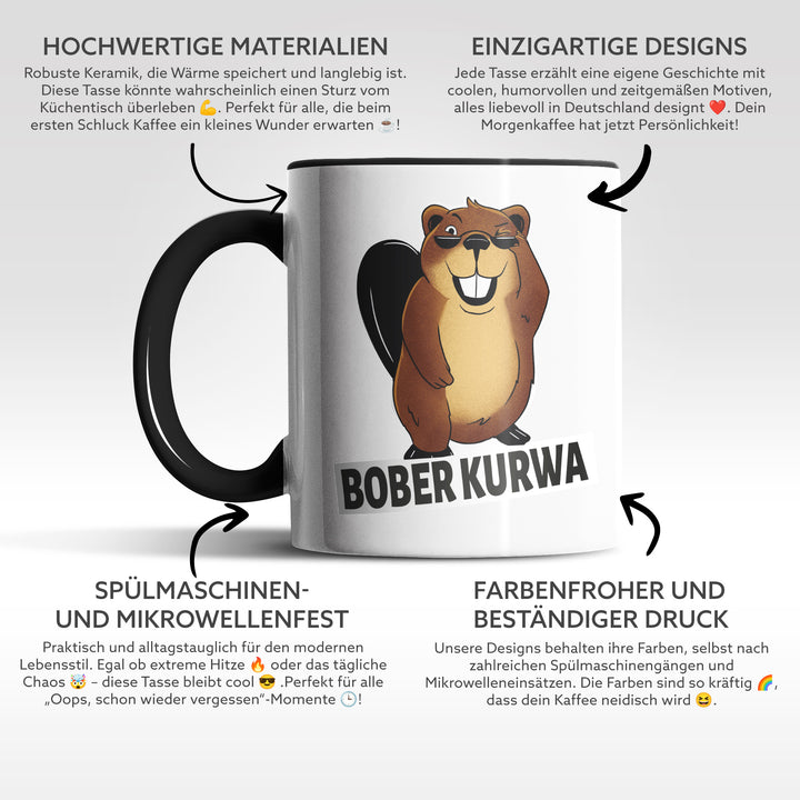 Lustige Tasse "Bober Kurwa" – Humorvolles Geschenk für jeden Anlass