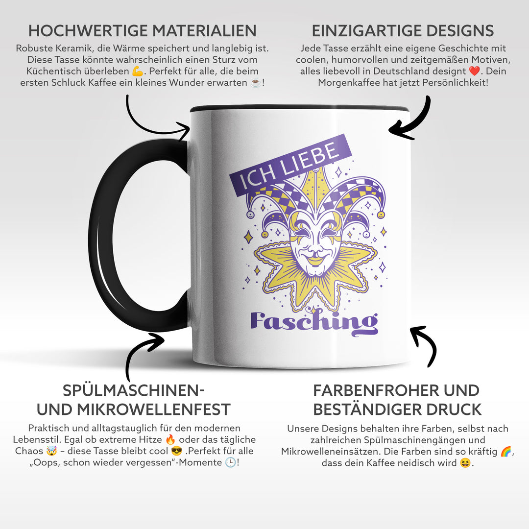 Lustige Tasse "Liebe Fasching" – Geschenkidee für Karnevalisten