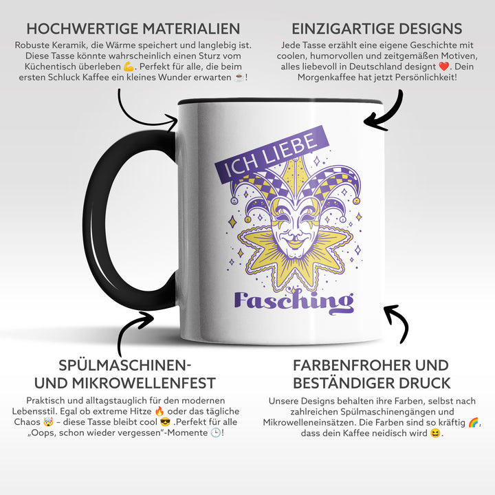 Lustige Tasse "Liebe Fasching" – Geschenkidee für Karnevalisten