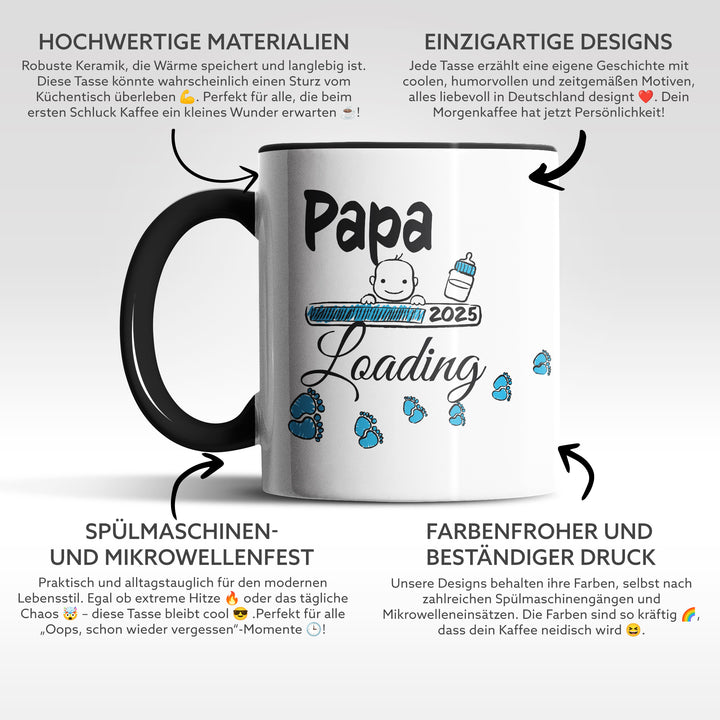 Lustige Tasse "Papa Loading 2025" – Humorvolles Geschenk für werdende Väter