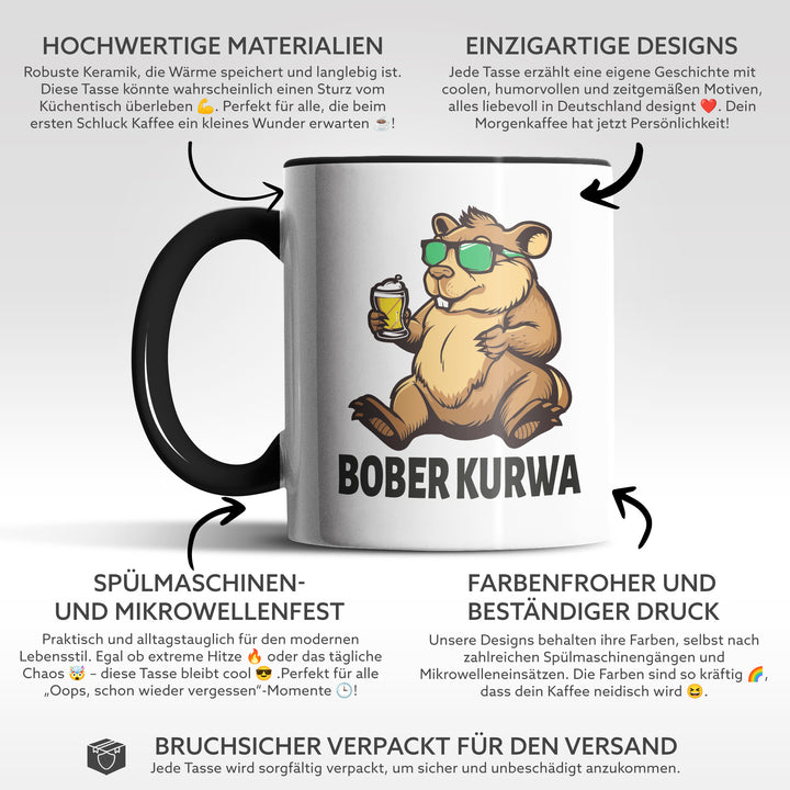 Lustige Tasse "Bober Kurwa" – Humorvolles Geschenk für jeden Anlass