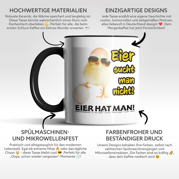 Lustige Tasse "Eier hat man" – Humorvolles Geschenk für starke Persönlichkeiten