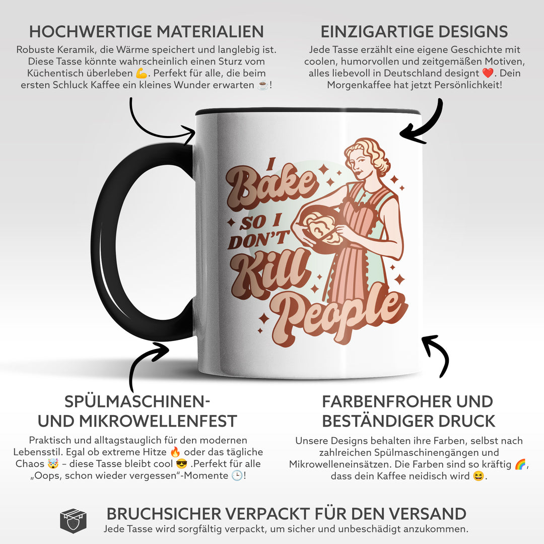 Lustige Tasse "Bake So Don’t Kill" – Witziges Geschenk für Backfans