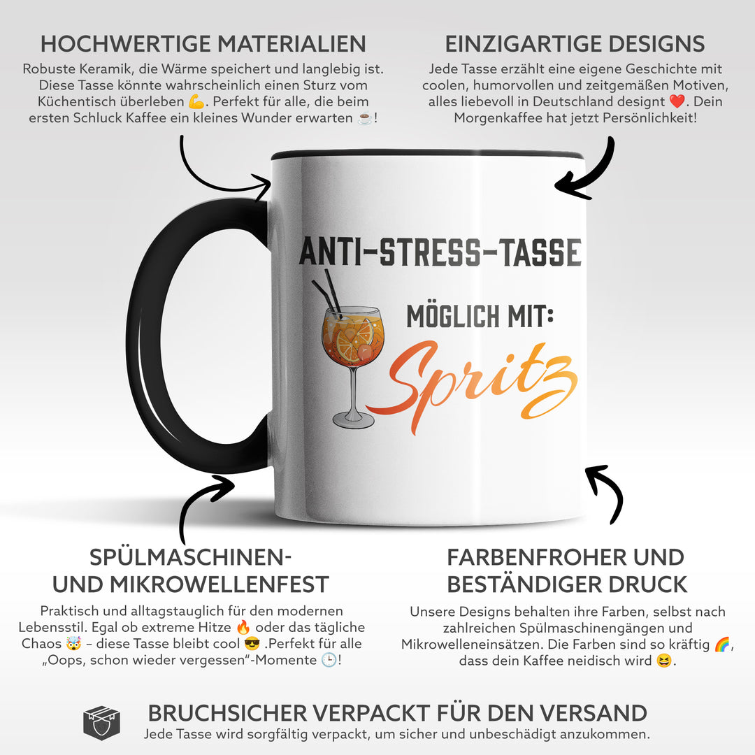 Lustige Tasse "Anti Stress Spritz" – Humorvolles Geschenk für Aperol-Fans