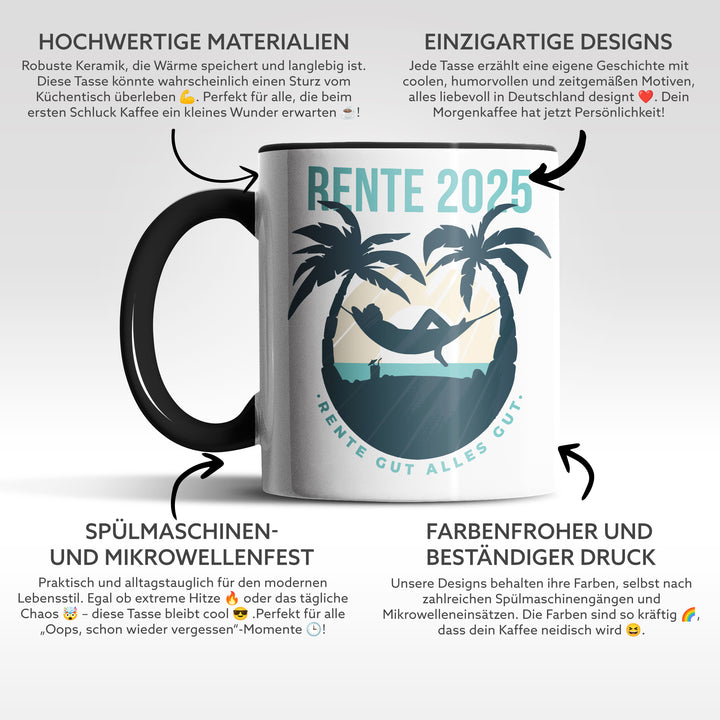 Tasse "Rente gut, alles gut" – Perfektes Geschenk für entspannte Rentner