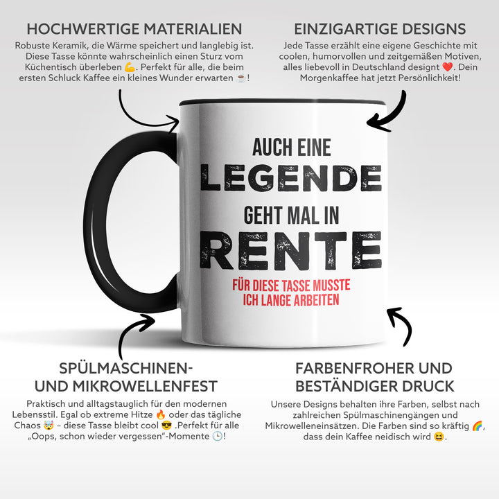 Tasse "Legende in Rente" – Perfekte Geschenk-Tasse für frischgebackene Rentner