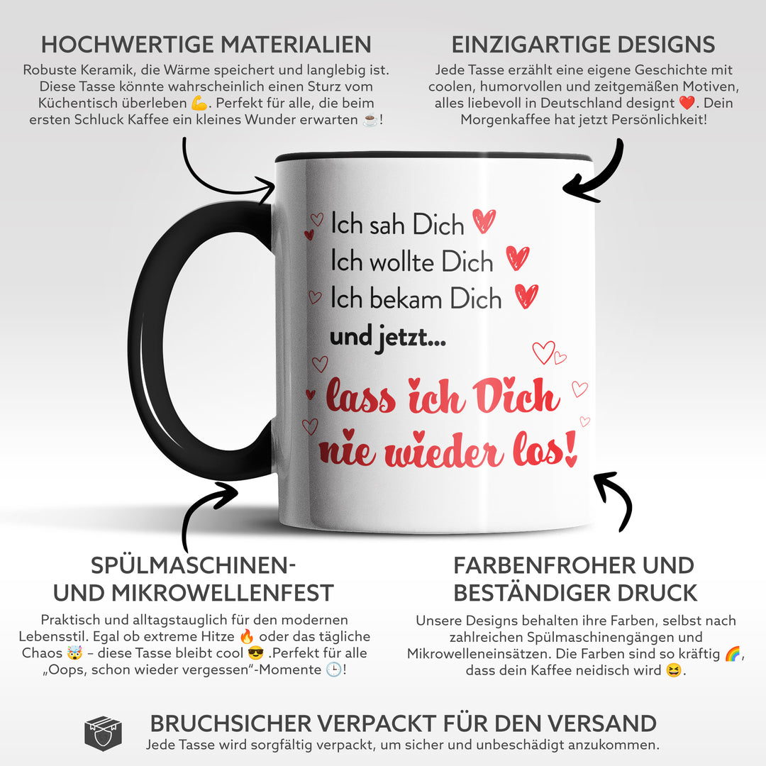 Romantische Tasse "Lass Dich nie los" – Liebevolle Geschenkidee