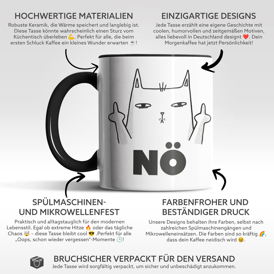 Lustige Tasse "Nö" – Freches Geschenk mit Katzenmotiv