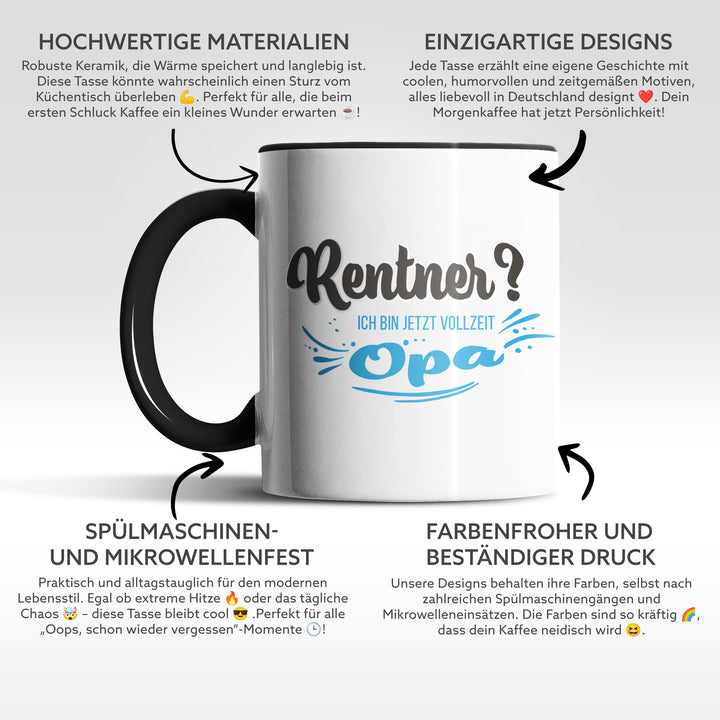 Tasse "Rentner, Vollzeit Opa" – Perfekte Geschenk-Tasse für stolze Großväter