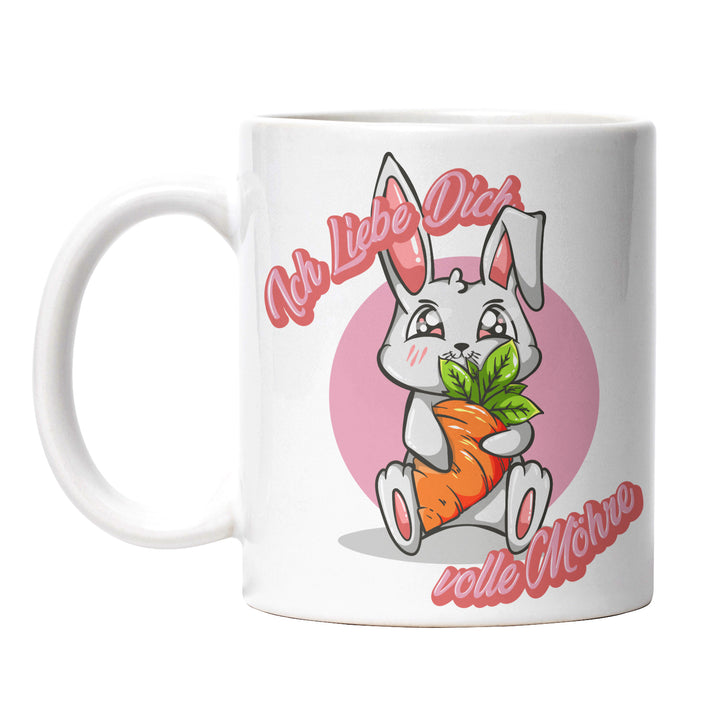 Lustige Tasse "Ich liebe dich volle Möhre" in rosa – Charmantes Geschenk für besondere Menschen