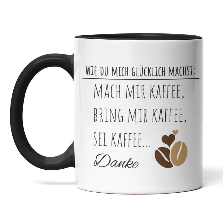 Lustige Tasse "Glücklich Kaffee" – Humorvolles Geschenk für Kaffee-Fans