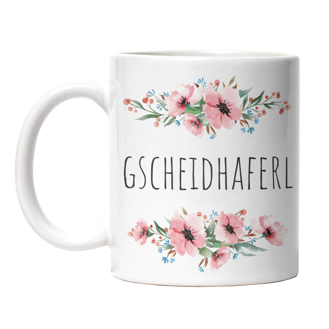 Tasse "Gscheidhaferl" – Bayerische Spruch-Tasse für Schlaumeier
