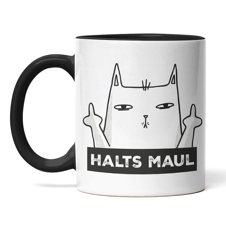 Lustige Tasse "Halts Maul" – Freches Geschenk mit Katzenmotiv