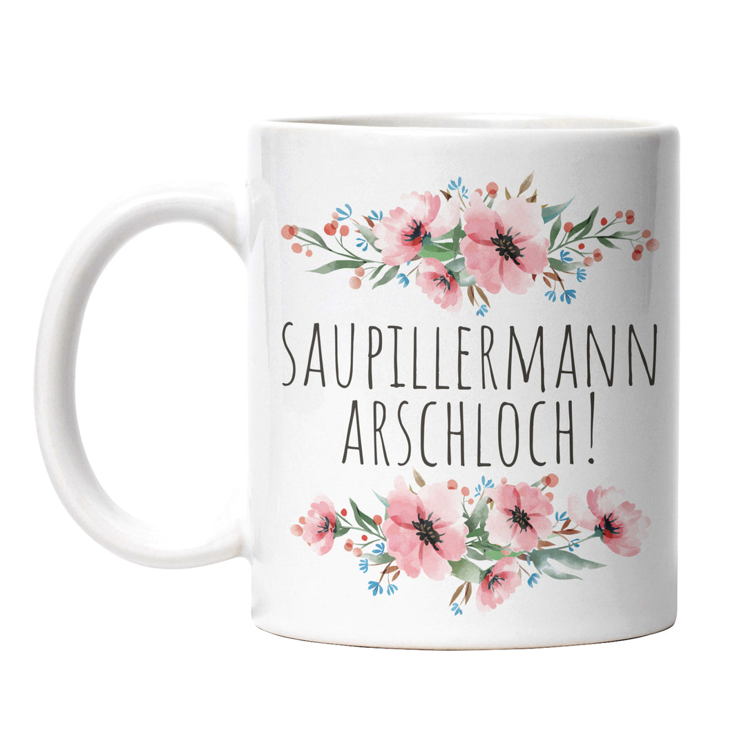 Tasse "Saupillermann Arschloch" – Freche Statement-Tasse für Humorvolle