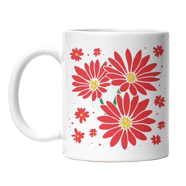Tasse "Rote Blumen" – Elegantes Geschenk für Blumenliebhaber