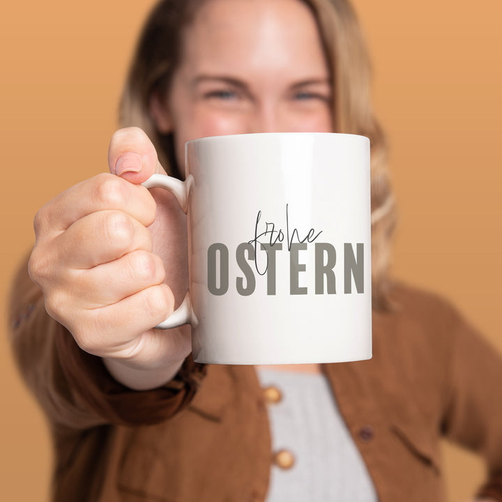 Minimalistische Tasse "Frohe Ostern" – Stilvolles Geschenk für Ostern