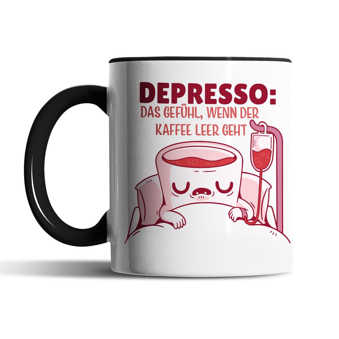 Tasse "Depresso" – Lustiges Geschenk für Kaffeejunkies & Morgenmuffel