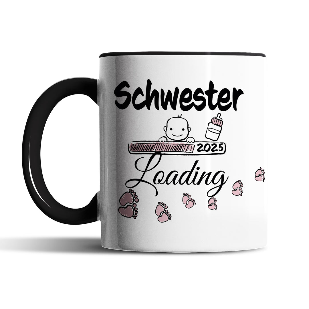 Lustige Tasse "Schwester Loading" – Charmantes Geschenk für werdende Schwestern