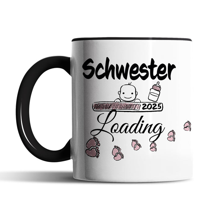 Lustige Tasse "Schwester Loading" – Charmantes Geschenk für werdende Schwestern