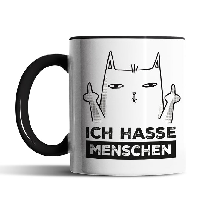 Lustige Tasse "Ich hasse Menschen" – Freches Geschenk mit Katzenmotiv