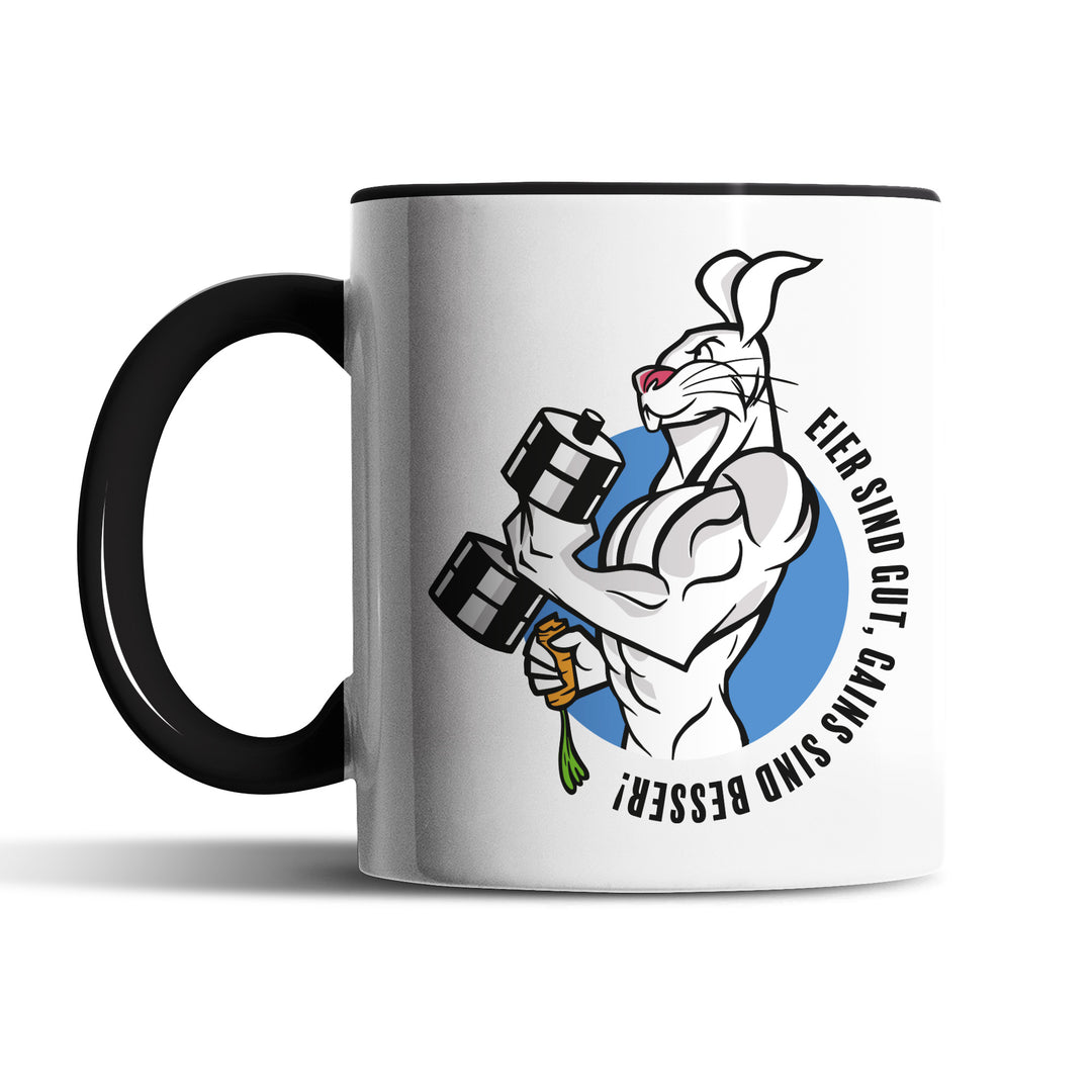 Lustige Tasse "Eier gut, Gains besser!" – Perfekt für Sportler und Fitness-Fans