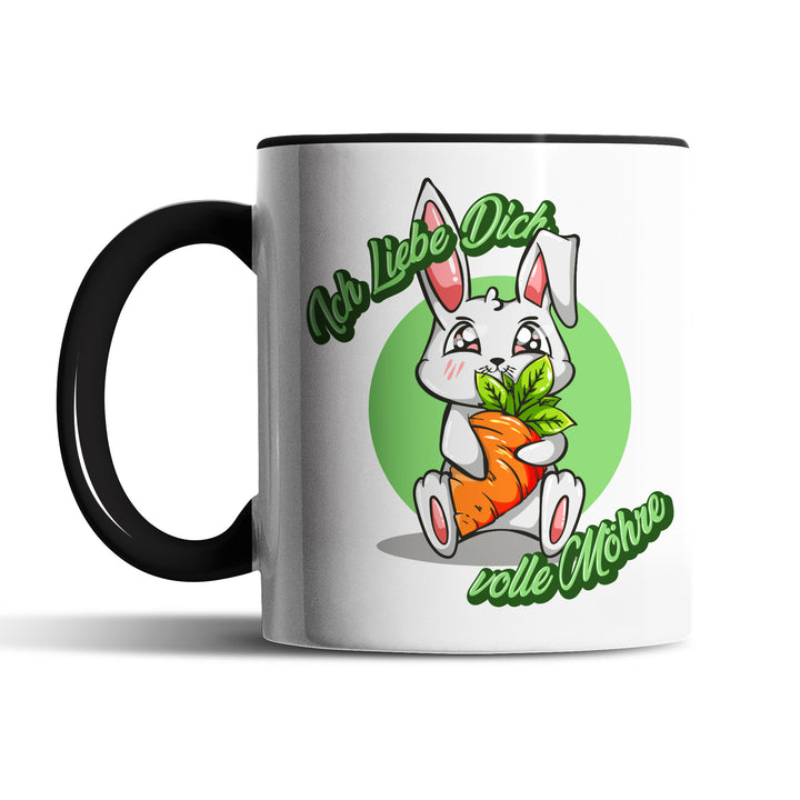 Lustige Tasse "Ich liebe dich volle Möhre" – Charmantes Geschenk mit grünem Design
