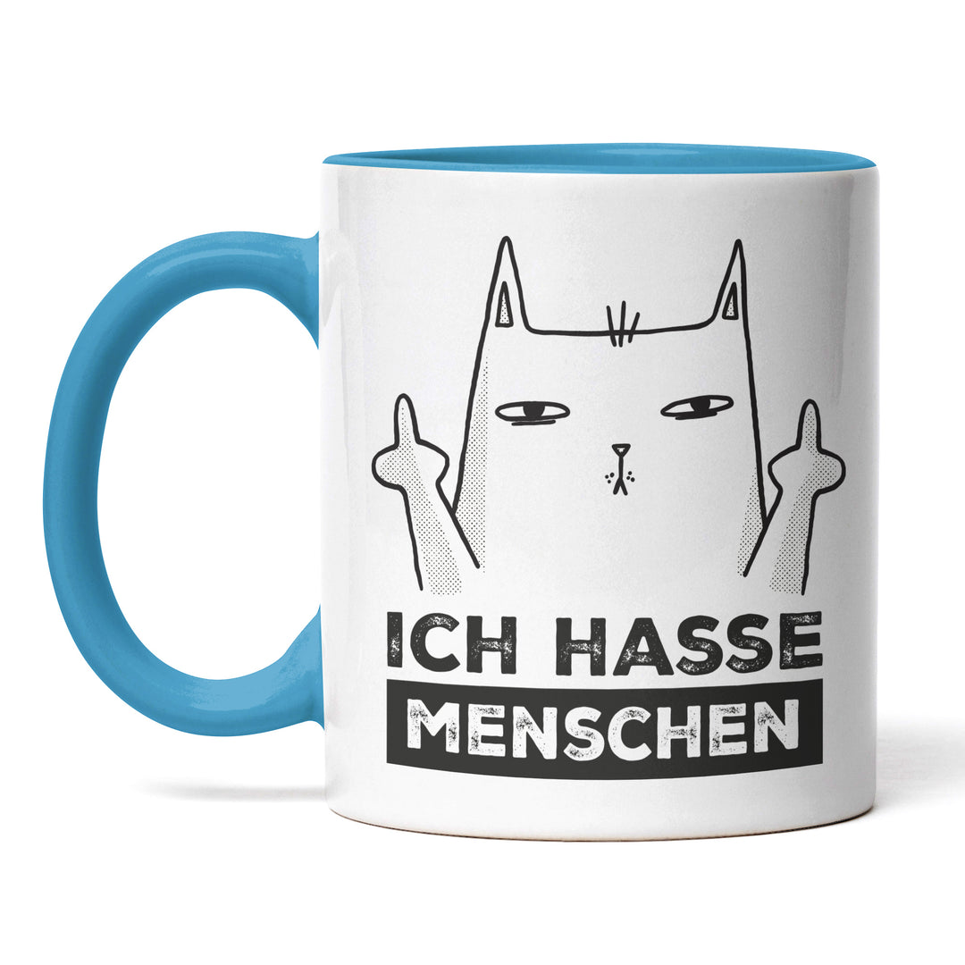 Lustige Tasse "Ich hasse Menschen" – Freches Geschenk mit Katzenmotiv