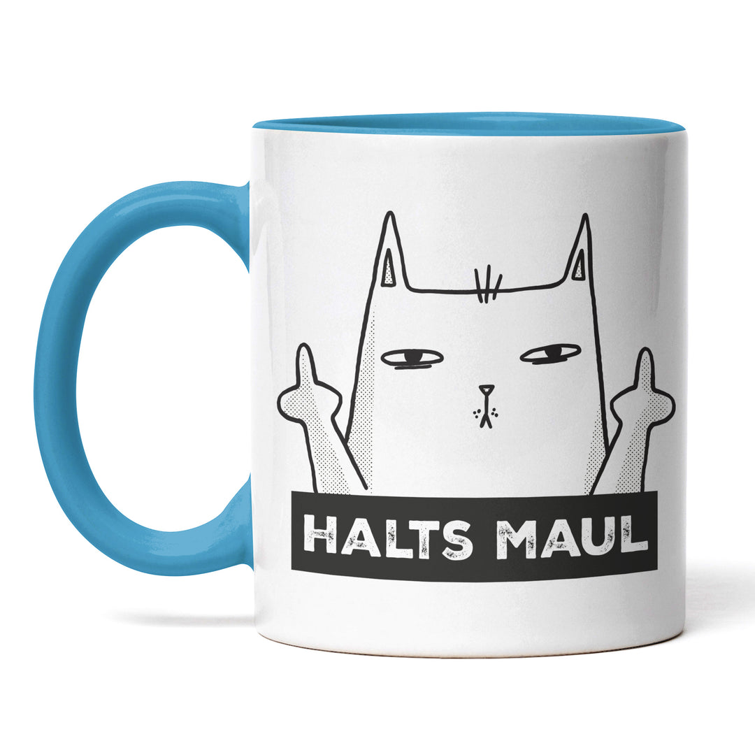 Lustige Tasse "Halts Maul" – Freches Geschenk mit Katzenmotiv