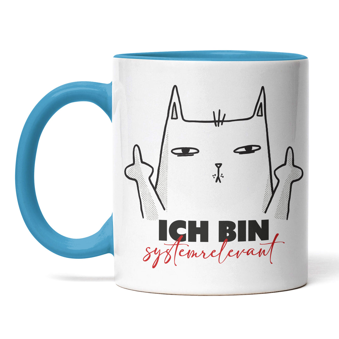 Lustige Tasse "Ich bin systemrelevant" – Freches Geschenk mit Katzenmotiv