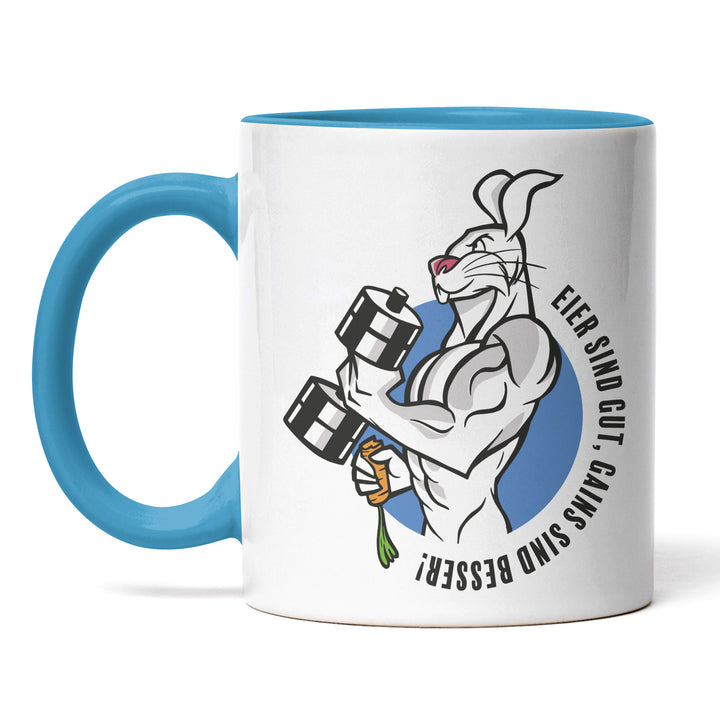 Lustige Tasse "Eier gut, Gains besser!" – Perfekt für Sportler und Fitness-Fans