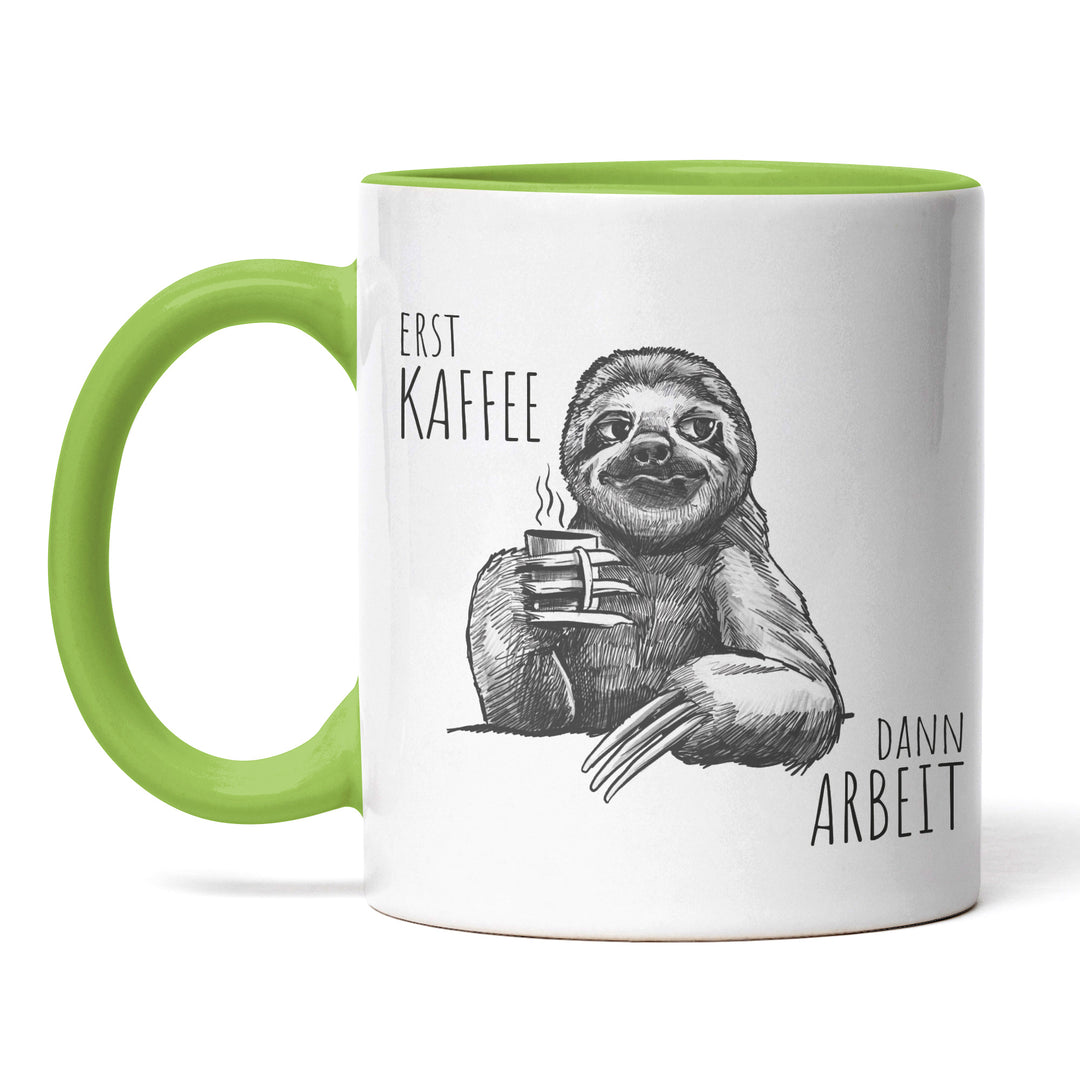 Lustige Tasse "Erst Kaffee, dann Arbeit" – Perfekt für Kaffeejunkies & Morgenmuffel