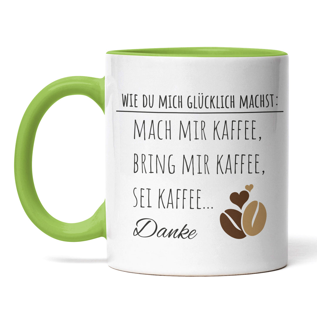 Lustige Tasse "Glücklich Kaffee" – Humorvolles Geschenk für Kaffee-Fans