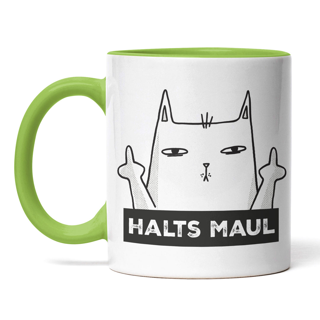 Lustige Tasse "Halts Maul" – Freches Geschenk mit Katzenmotiv