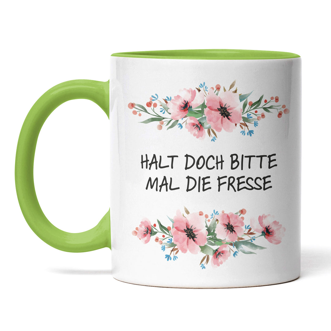 Tasse "Halt doch bitte die Fresse" – Perfektes Geschenk für Morgenmuffel & Kaffeejunkies