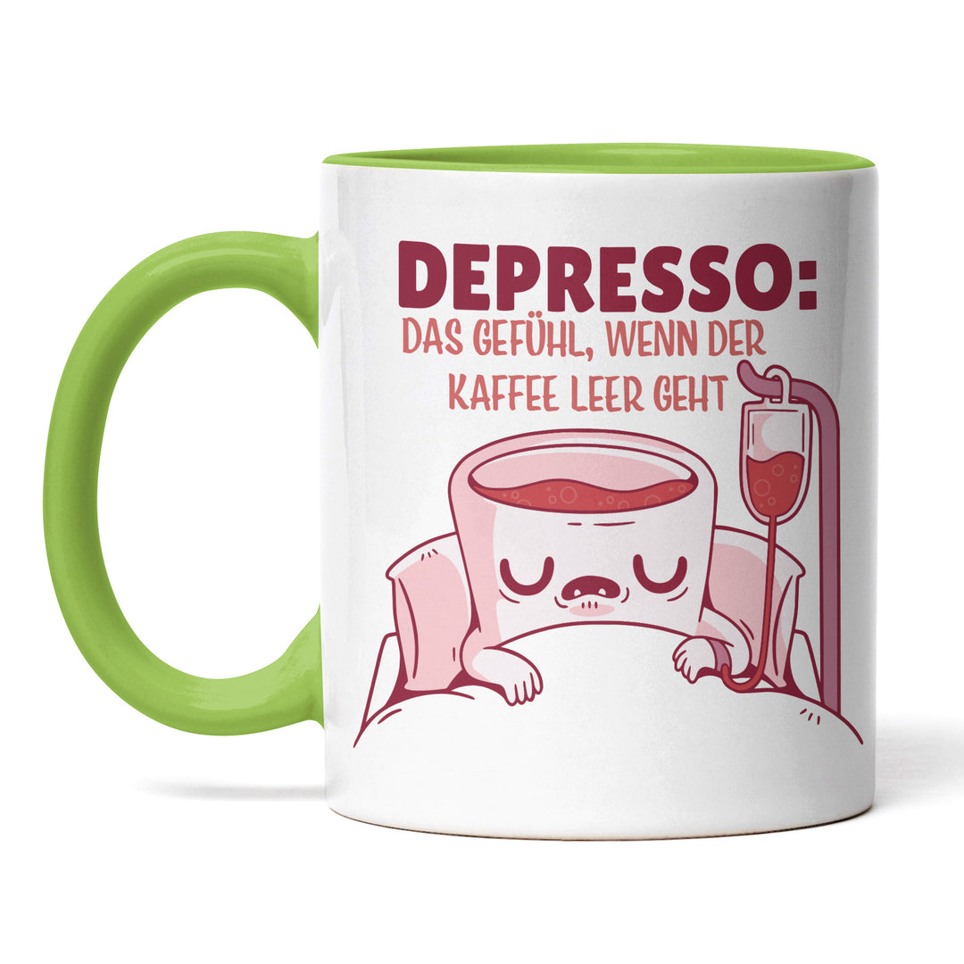 Tasse "Depresso" – Lustiges Geschenk für Kaffeejunkies & Morgenmuffel