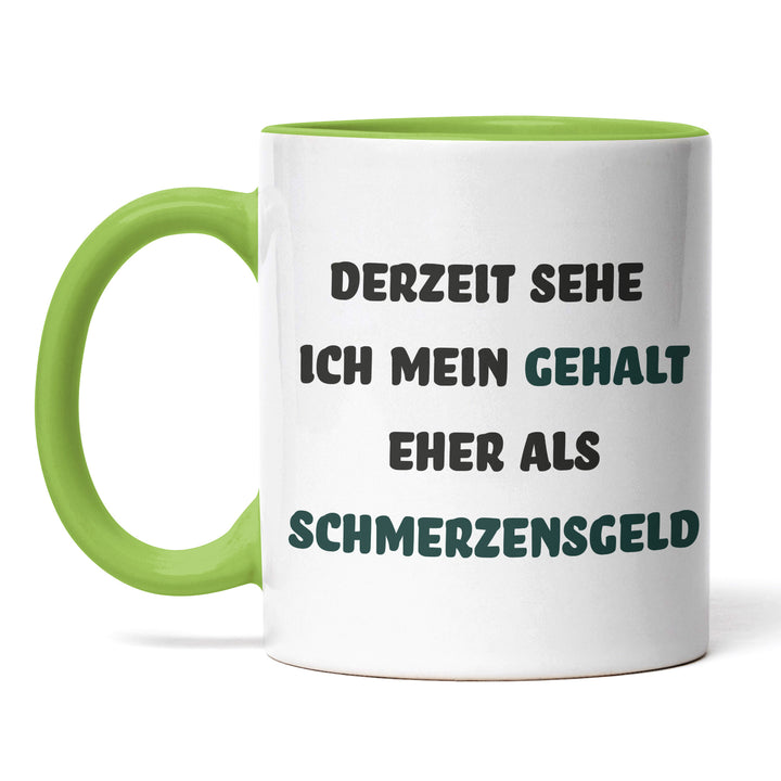Lustige Tasse "Gehalt? Eher Schmerzensgeld" – Sarkastische Geschenkidee fürs Büro