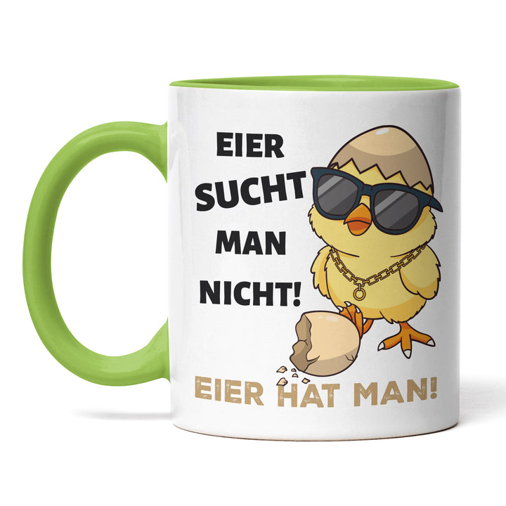 Lustige Tasse "Eier sucht man nicht, Eier hat man 2.0" – Freches Geschenk für Männer & Frauen