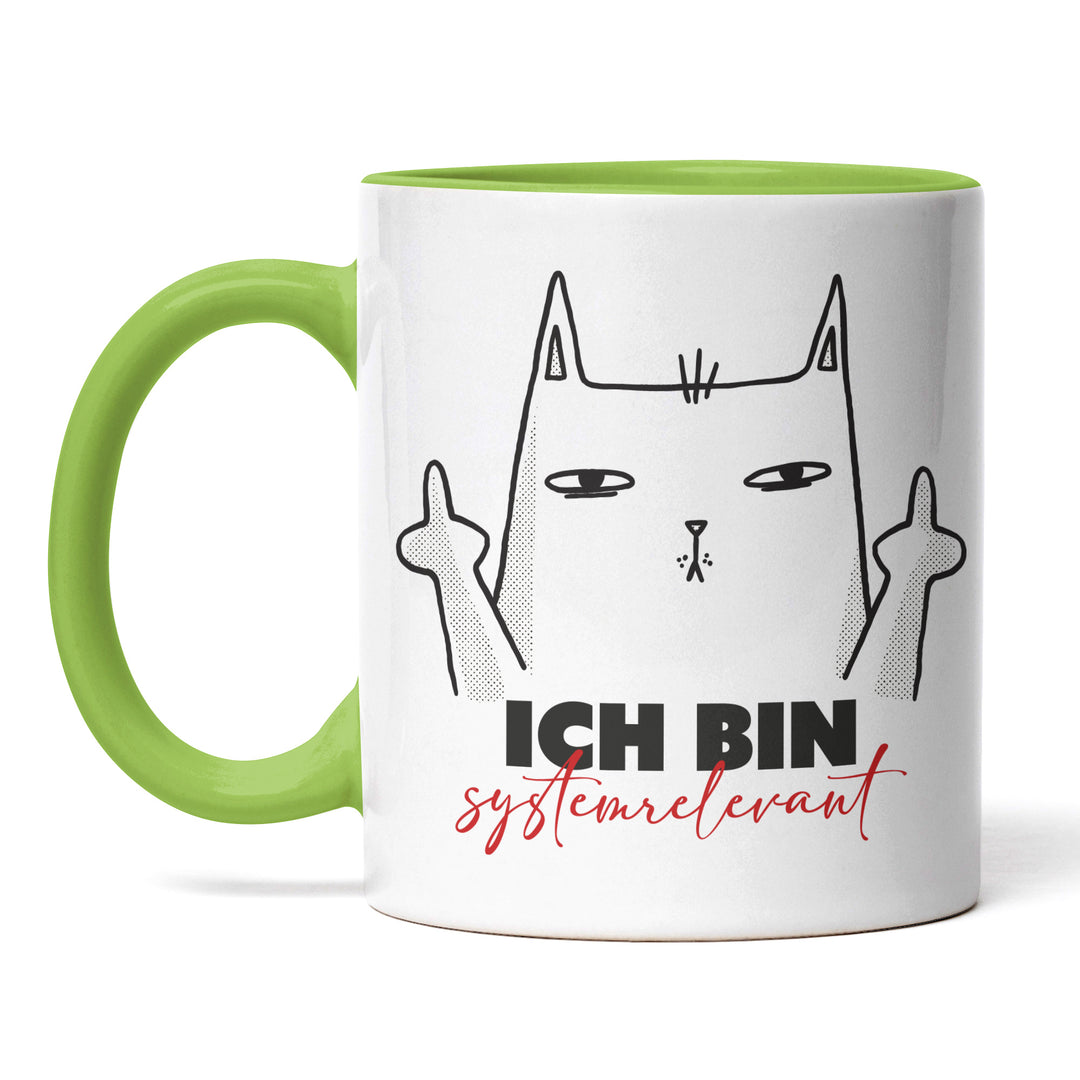 Lustige Tasse "Ich bin systemrelevant" – Freches Geschenk mit Katzenmotiv