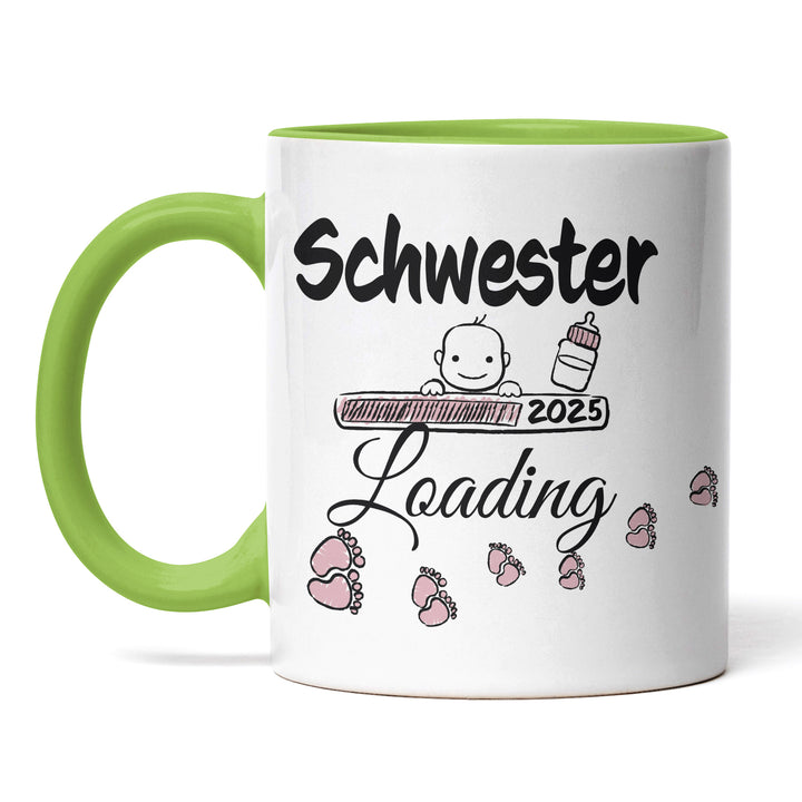 Lustige Tasse "Schwester Loading" – Charmantes Geschenk für werdende Schwestern