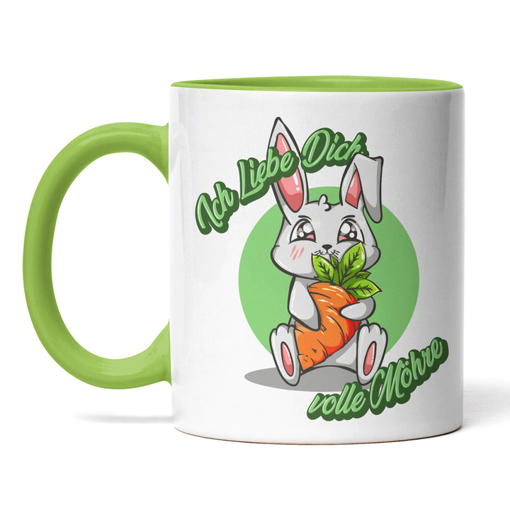 Lustige Tasse "Ich liebe dich volle Möhre" – Charmantes Geschenk mit grünem Design