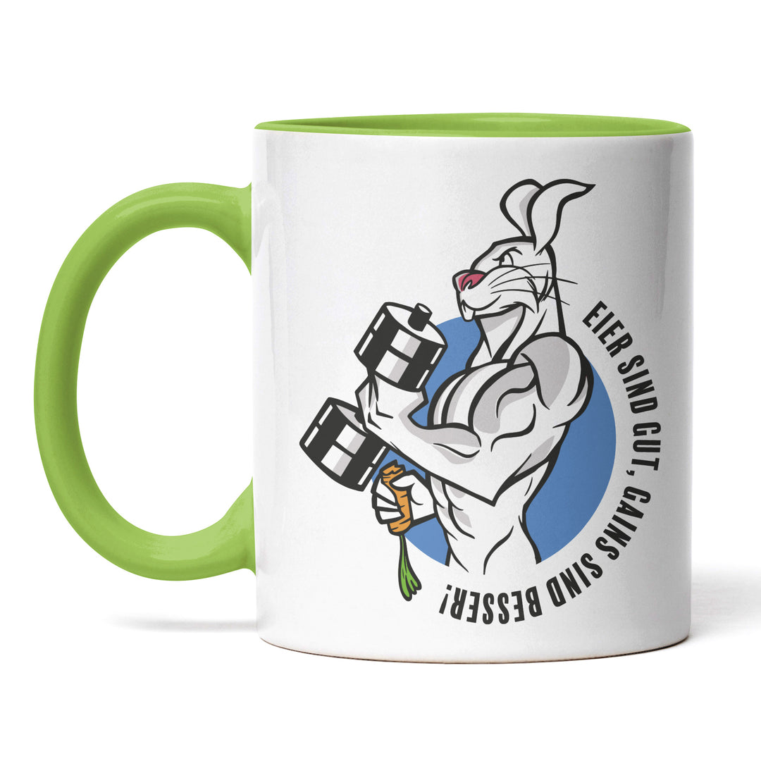 Lustige Tasse "Eier gut, Gains besser!" – Perfekt für Sportler und Fitness-Fans