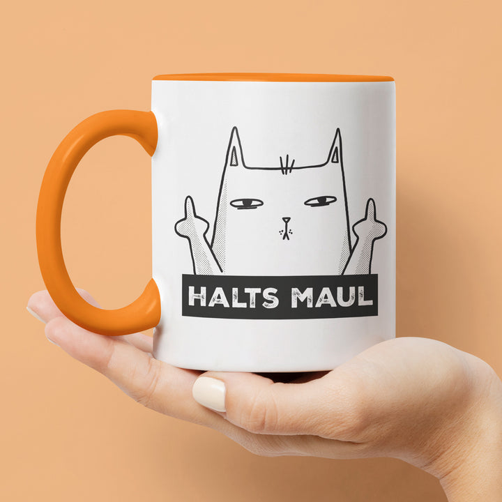 Lustige Tasse "Halts Maul" – Freches Geschenk mit Katzenmotiv