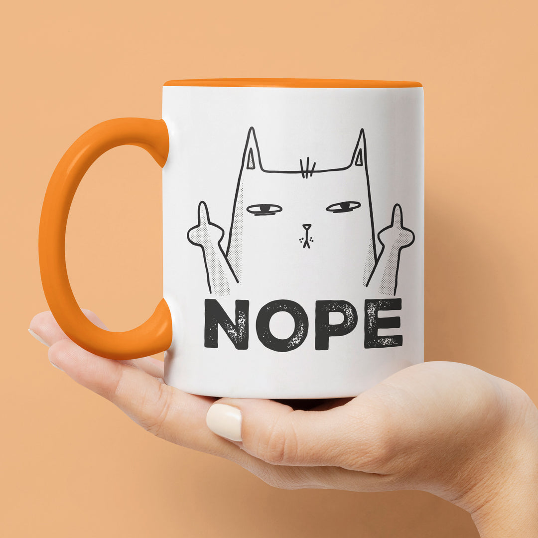 Lustige Tasse "Nope" – Freches Geschenk mit Katzenmotiv