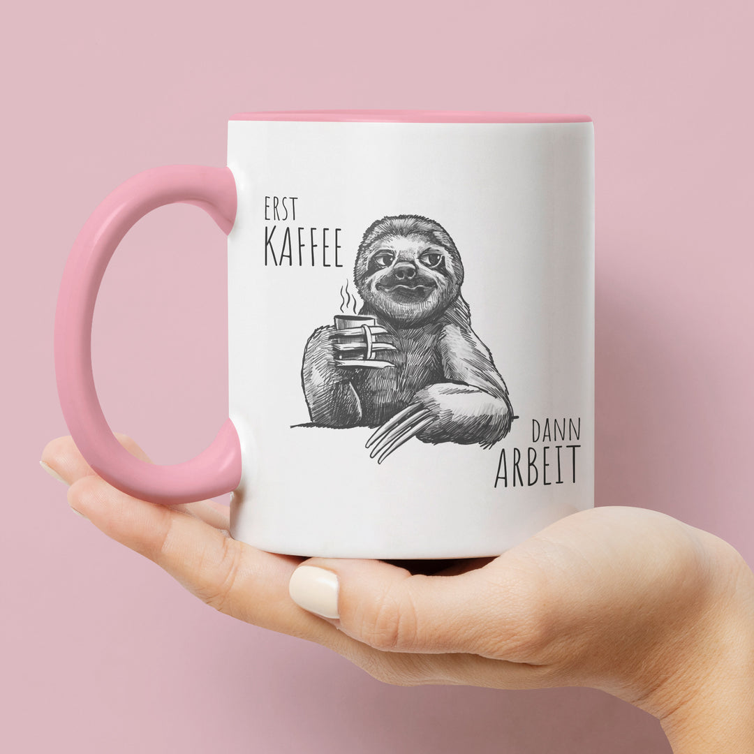 Lustige Tasse "Erst Kaffee, dann Arbeit" – Perfekt für Kaffeejunkies & Morgenmuffel