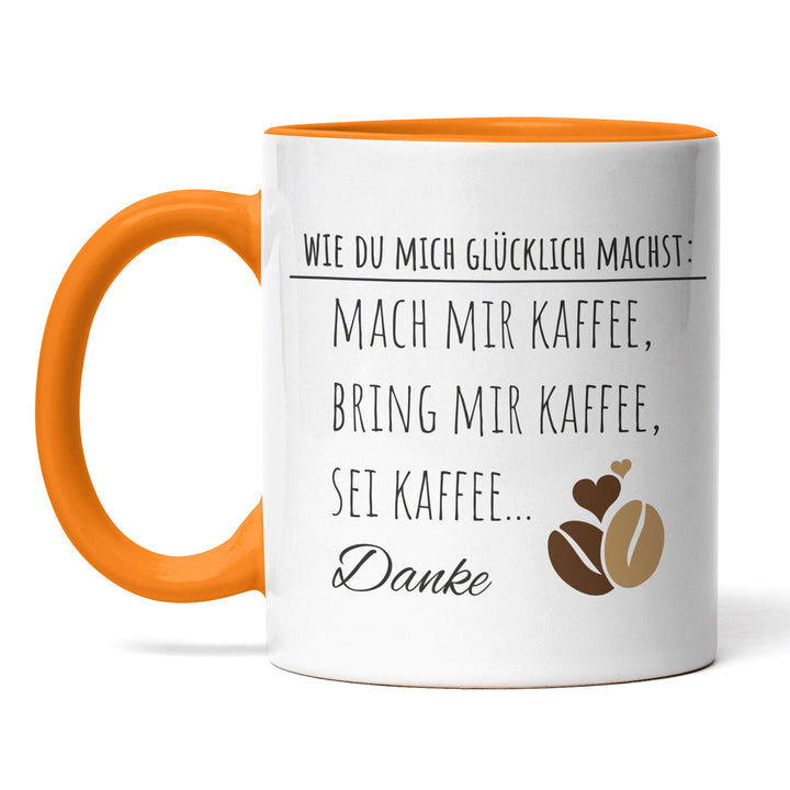 Lustige Tasse "Glücklich Kaffee" – Humorvolles Geschenk für Kaffee-Fans