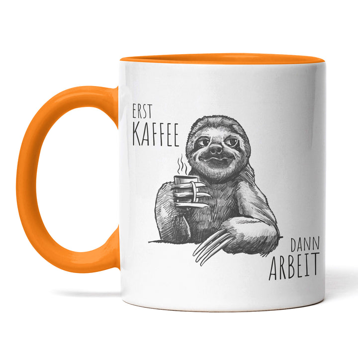 Lustige Tasse "Erst Kaffee, dann Arbeit" – Perfekt für Kaffeejunkies & Morgenmuffel