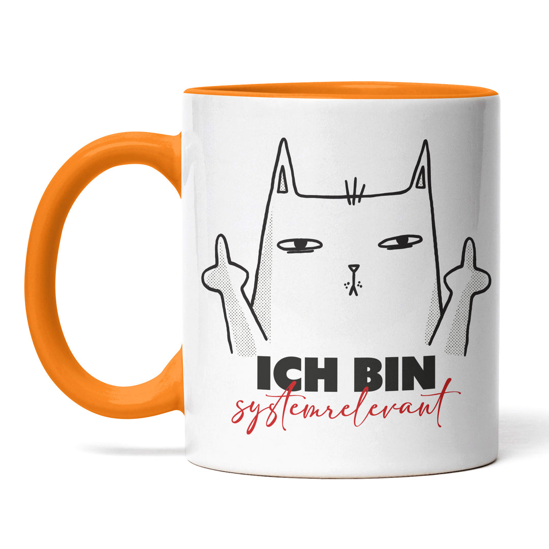 Lustige Tasse "Ich bin systemrelevant" – Freches Geschenk mit Katzenmotiv